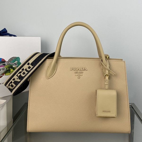 Free shipping Prada monochrome saffiano leather tote bag replica put84757