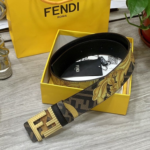 New Fendi FF motif fake leather belt in calf leather feq21462