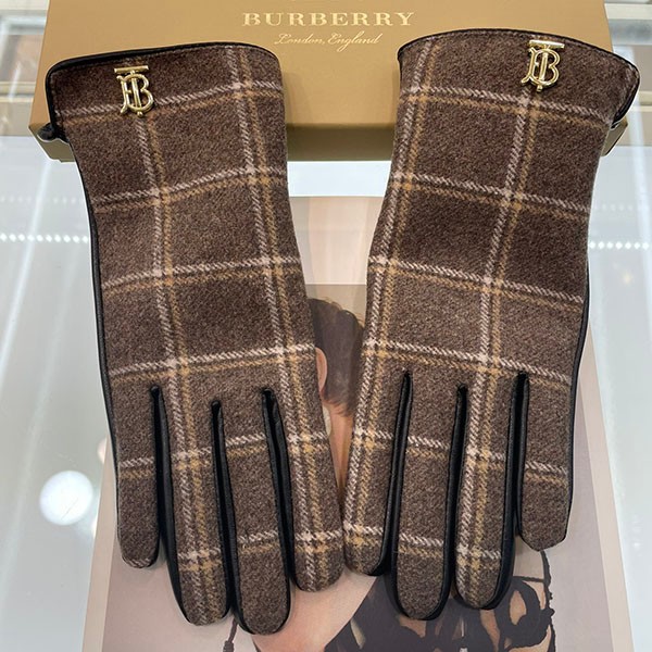 Burberry Replica Vintage Check Boucle and Leather Gloves Bae44399