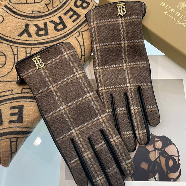 Burberry Replica Vintage Check Boucle and Leather Gloves Bae44399