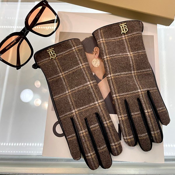 Burberry Replica Vintage Check Boucle and Leather Gloves Bae44399