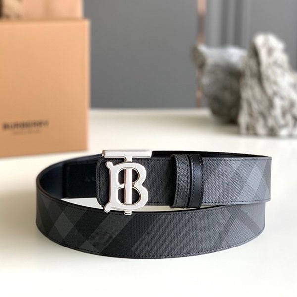 Burberry Replica Reversible Charcoal Check & Leather TB Belt Bau48019