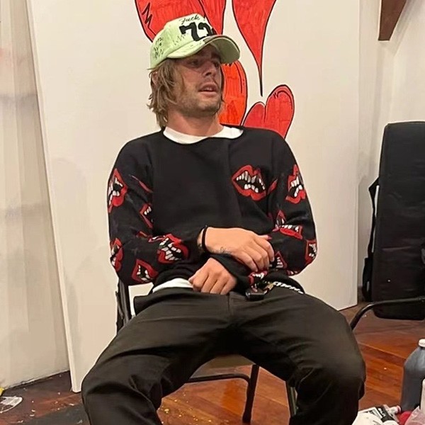 Chrome Hearts MattyBoy Replica Red Lip Jacquard Cashmere Knit Kuu12791