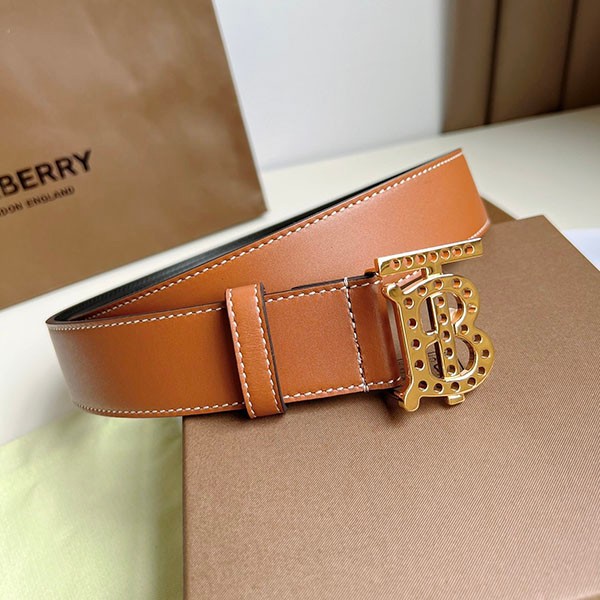 Extremely rare! Burberry perforated replica monogram leather belt 805487