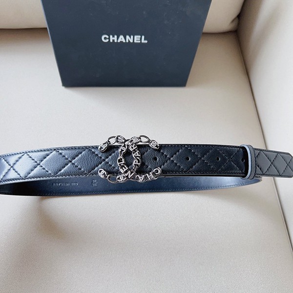Extremely eye-catching! Chanel ☆ Adult luxury belt, calfskin, 3.0cm, shp24428