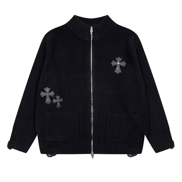 Perfect gift: Chrome Hearts replica Cemetery Cross knit jacket with hood Kue95724