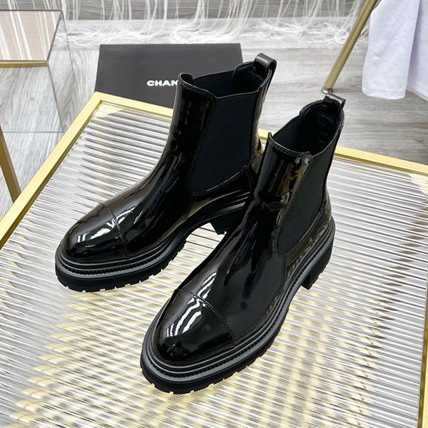 No. 1 in total sales! Chanel Replica Ankle Boots CC Lambskin Patent shk00797