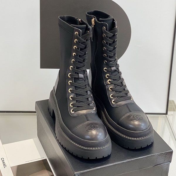 Chanel lace-up shoes leather replica sht19961