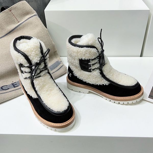 ★Japan!! Popular! Celine Margaret Lace-up Fur Boots Fake Cek72734
