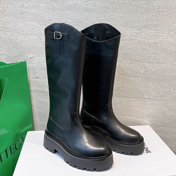 High quality Celine buckle high boots in calfskin replica Ceh30823