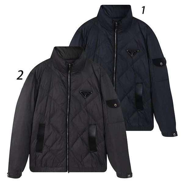 Free shipping Prada copy quilted nylon jacket puj36047