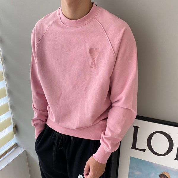 Ami Paris fake pink sweatshirt sweatshirt logo amw52624 Ami Paris fake pink sweatshirt sweatshirt logo amw52624