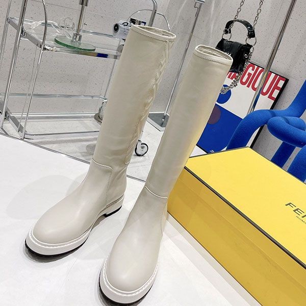 Recommended Fendi FF motif calfskin round toe boots feh23132