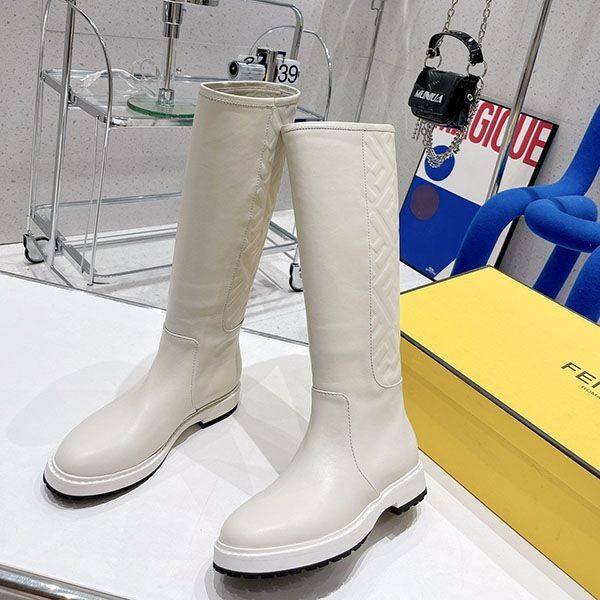 Recommended Fendi FF motif calfskin round toe boots feh23132