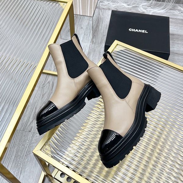 Immediate shipping Chanel replica ankle boots CC lambskin patent shp04287