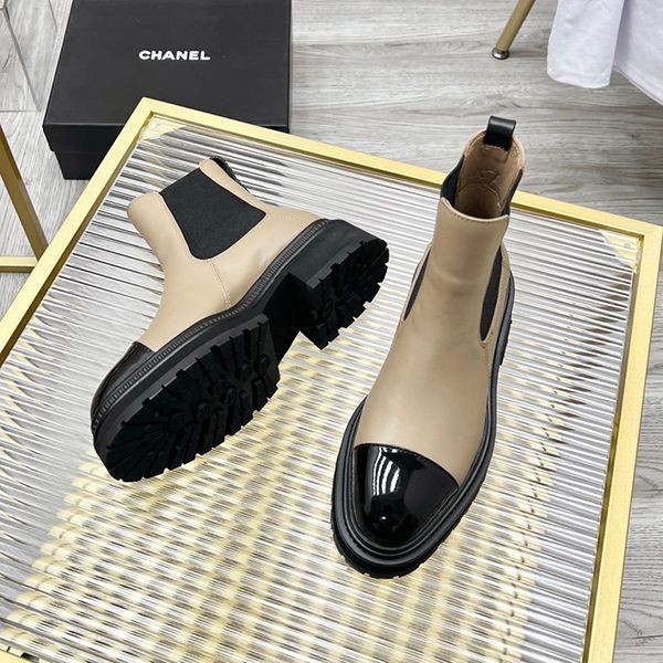 Immediate shipping Chanel replica ankle boots CC lambskin patent shp04287