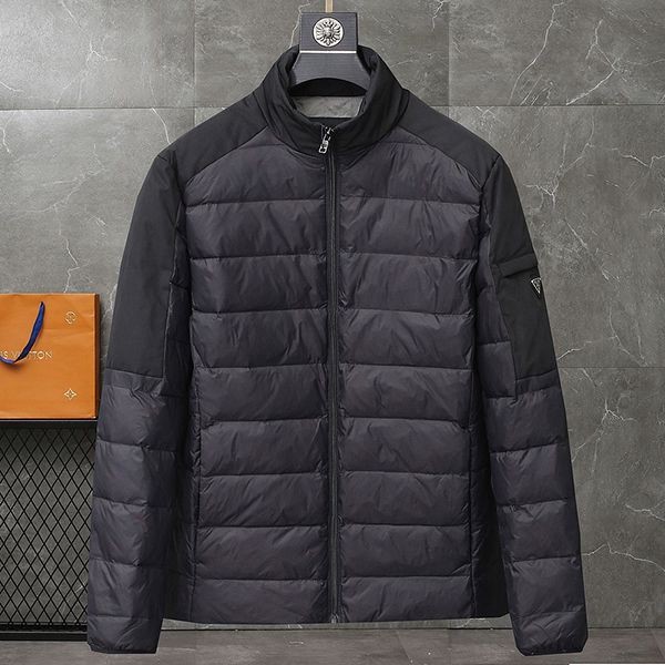 Free shipping Prada men's logo hooded down jacket replica pug94322