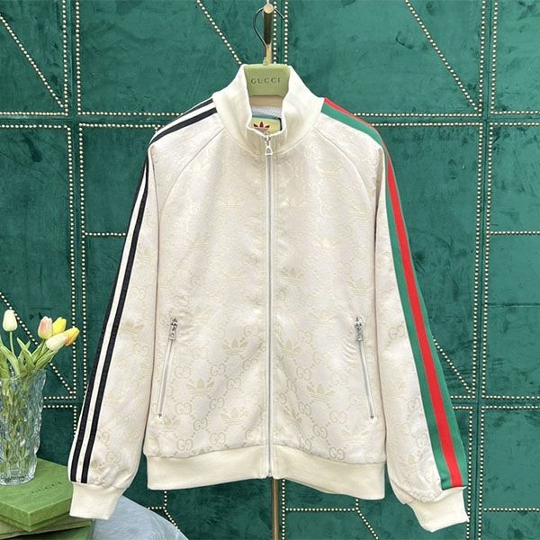 New design Gucci Adidas replica cotton jersey zip jacket hoodie gum23070