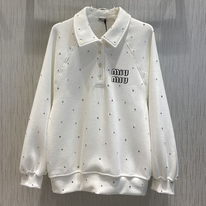 Not available in Japan ★ Miu Miu trainer replica ★ Embroidered cotton sweatshirt myo80276 Not available in Japan ★ Miu Miu trainer replica ★ Embroidered cotton sweatshirt myo80276