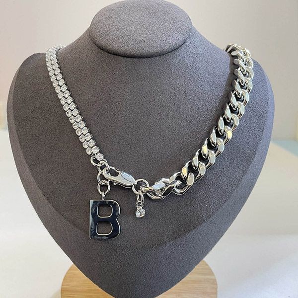 Not available in Japan Balenciaga B logo silver chain necklace replica bag43171