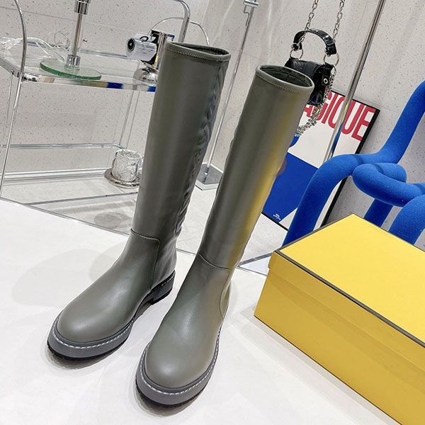 Attention ★ Fendi FF motif calfskin round toe boots replica fef69628