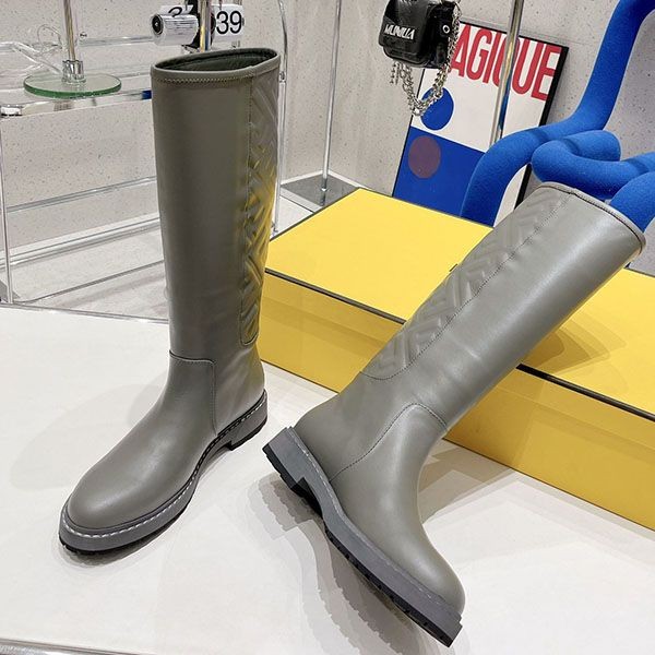 Attention ★ Fendi FF motif calfskin round toe boots replica fef69628