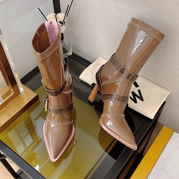 Eye-catching color Fendi neoprene FF strap boots fake fep73792