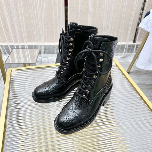 Cheap Chanel Replica Lace-up Leather Ankle Boots with Tracking shj89227