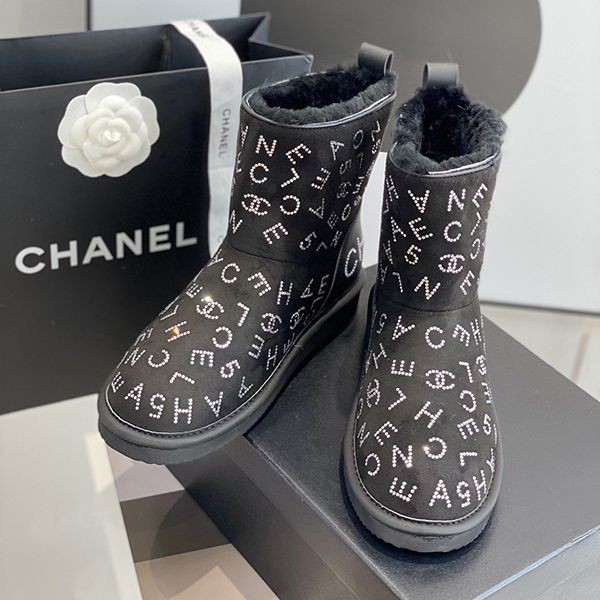 Recommended Chanel Black Wool Ankle Boots Fake shn65329