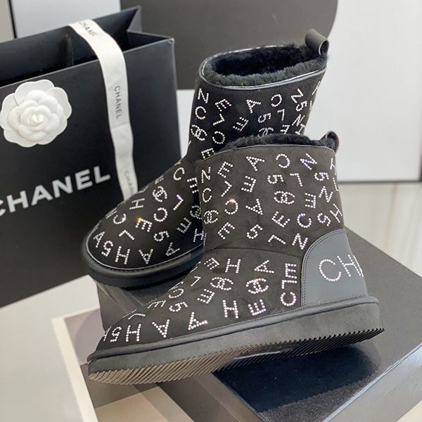 Recommended Chanel Black Wool Ankle Boots Fake shn65329