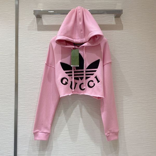 Very popular! Gucci x Adidas fake Trefoil cropped hoodie guz14228 Very popular! Gucci x Adidas fake Trefoil cropped hoodie guz14228
