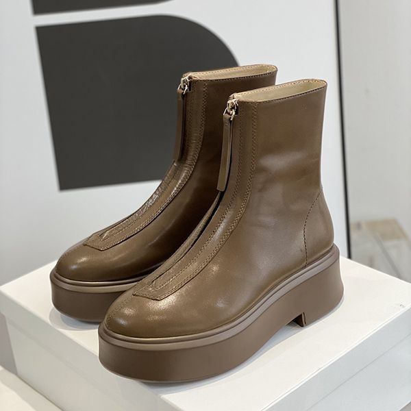 ZARROW Replica Leather Zipper Ankle Boots with Tracking zax76052