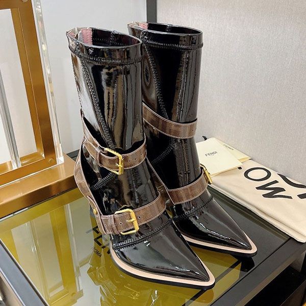 Fendi Neoprene FF Strap Boots fej18532