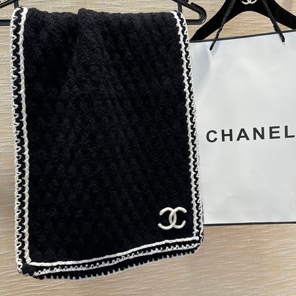 Chanel CC logo cashmere scarf replica black shd77714 Chanel CC logo cashmere scarf replica black shd77714