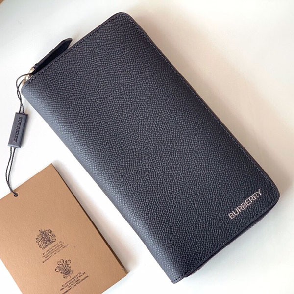 Burberry logo zip round leather long wallet replica Ban87778