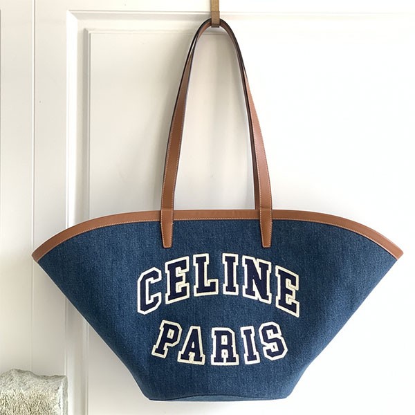 Eye-catching color Celine denim large cool fun bag navy fake 196262EF6.07AT