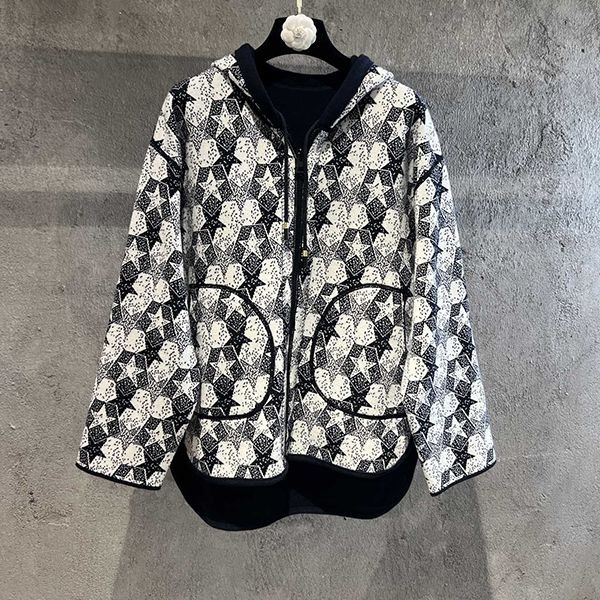 Very popular Dior copy oblique wool hooded zip peacoat dey20705