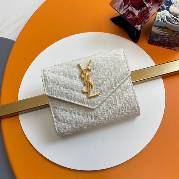 Very popular! Saint Laurent Monogram Tri-fold Wallet Replica Gold Hardware Saz76375