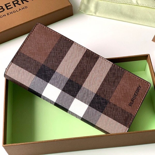 Very popular Burberry replica check E-canvas continental wallet 80366701