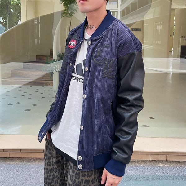 Hard to find Chrome Hearts replica LETTERMAN jacket with leather patch Kud18156