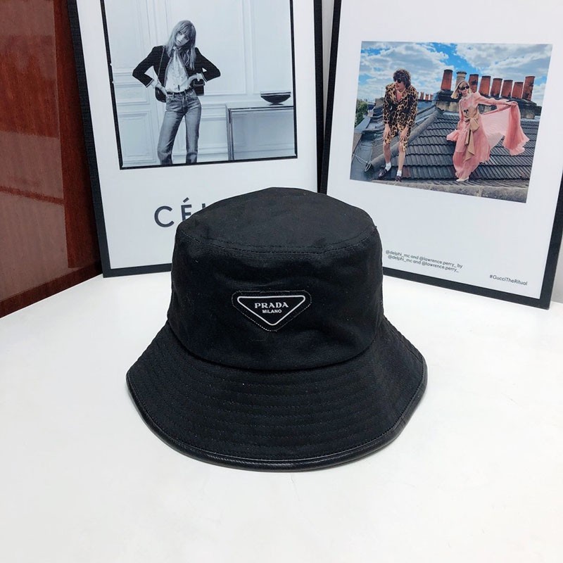 World-famous Prada replica triangle logo nylon bucket hat puv01314