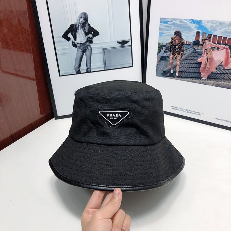 World-famous Prada replica triangle logo nylon bucket hat puv01314
