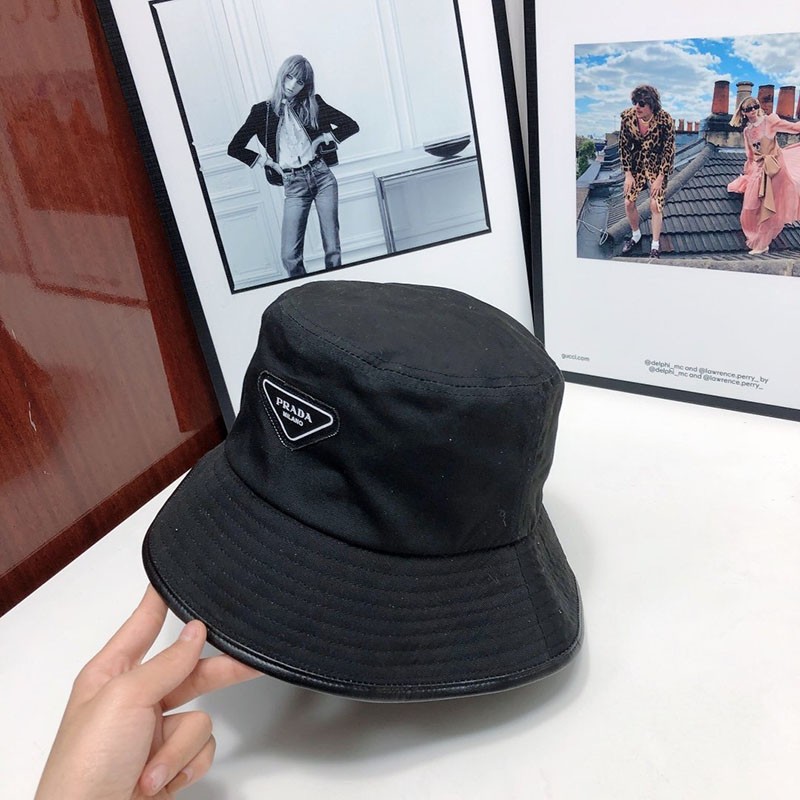 World-famous Prada replica triangle logo nylon bucket hat puv01314