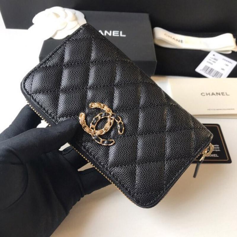 Cute Chanel Zip Wallet Replica Caviar Skin shd96405