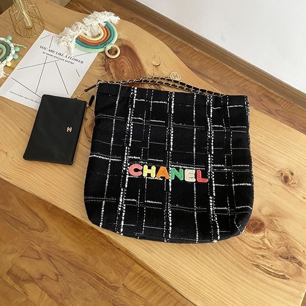 Cute fake Chanel shoulder bag quilted black shj11902 Cute fake Chanel shoulder bag quilted black shj11902