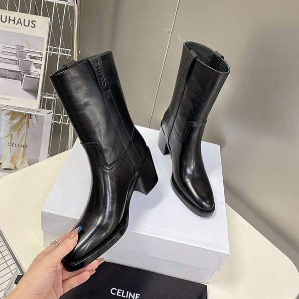 Cheap price! Replica Celine logo embossed Conde mid-length boots Cen46472