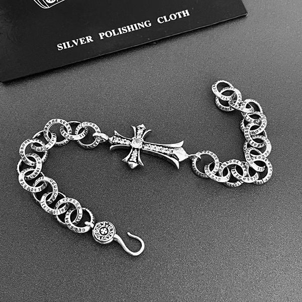 ☆Super popular☆Chrome Hearts Replica Chain x Tiny Cross Bracelet 925 Silver Kut62099