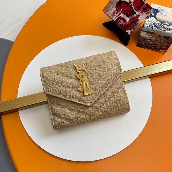 Saint Laurent Monogram Tri-fold Wallet Replica Gold Hardware Saa95387