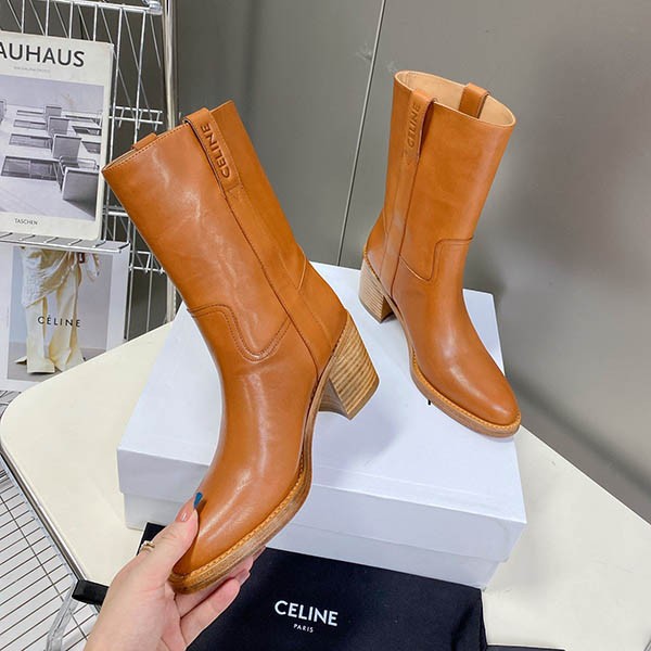 Immediate delivery Celine logo embossed Conde mid-length boots replica 349113492C