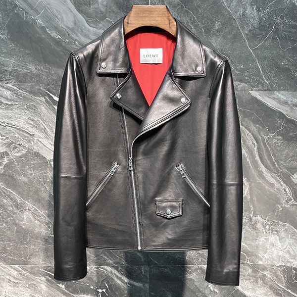 Classic Loewe Black Leather Zip Over Jacket Replica Lot56692